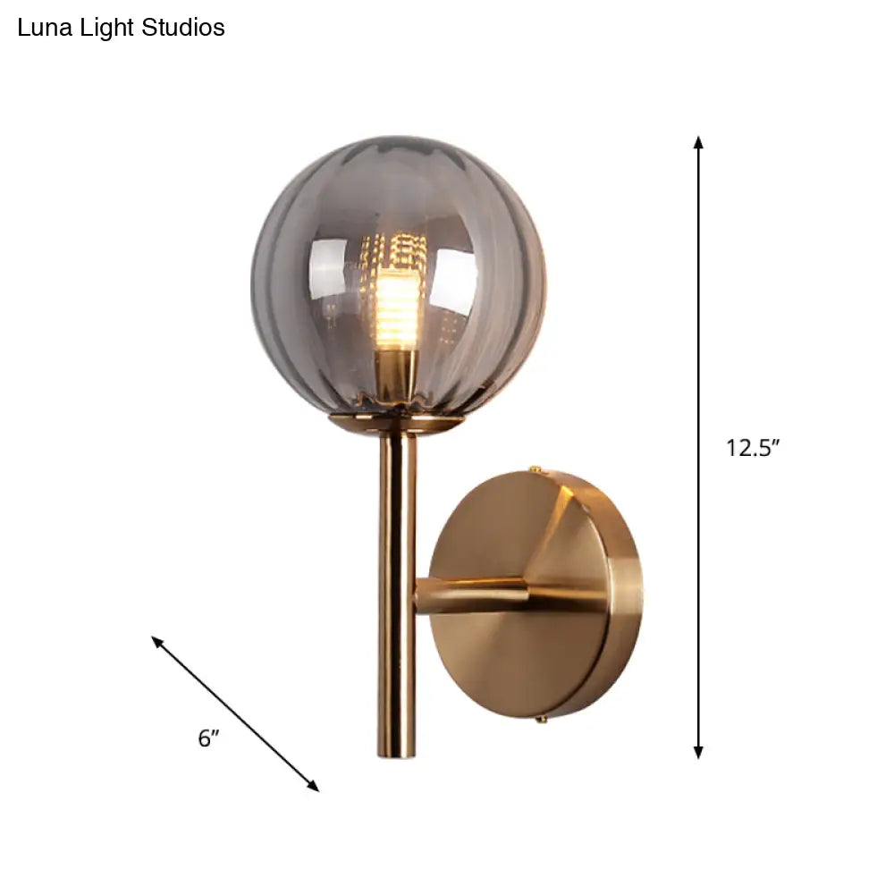 DecorBites™ Sleek Round Wall Lighting: Simplicity Glass Bedside Sconce Light with Pencil Arm - Red/Green/Amber (1 Bulb Fix)