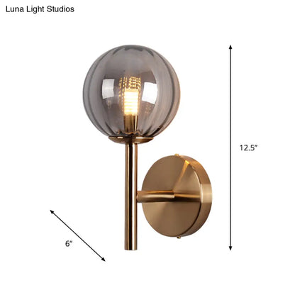 DecorBites™ Sleek Round Wall Lighting: Simplicity Glass Bedside Sconce Light with Pencil Arm - Red/Green/Amber (1 Bulb Fix)