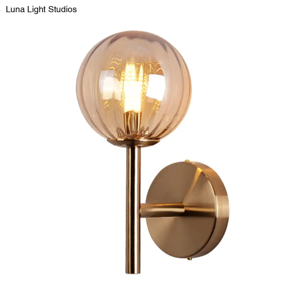 DecorBites™ Sleek Round Wall Lighting: Simplicity Glass Bedside Sconce Light with Pencil Arm - Red/Green/Amber (1 Bulb Fix)