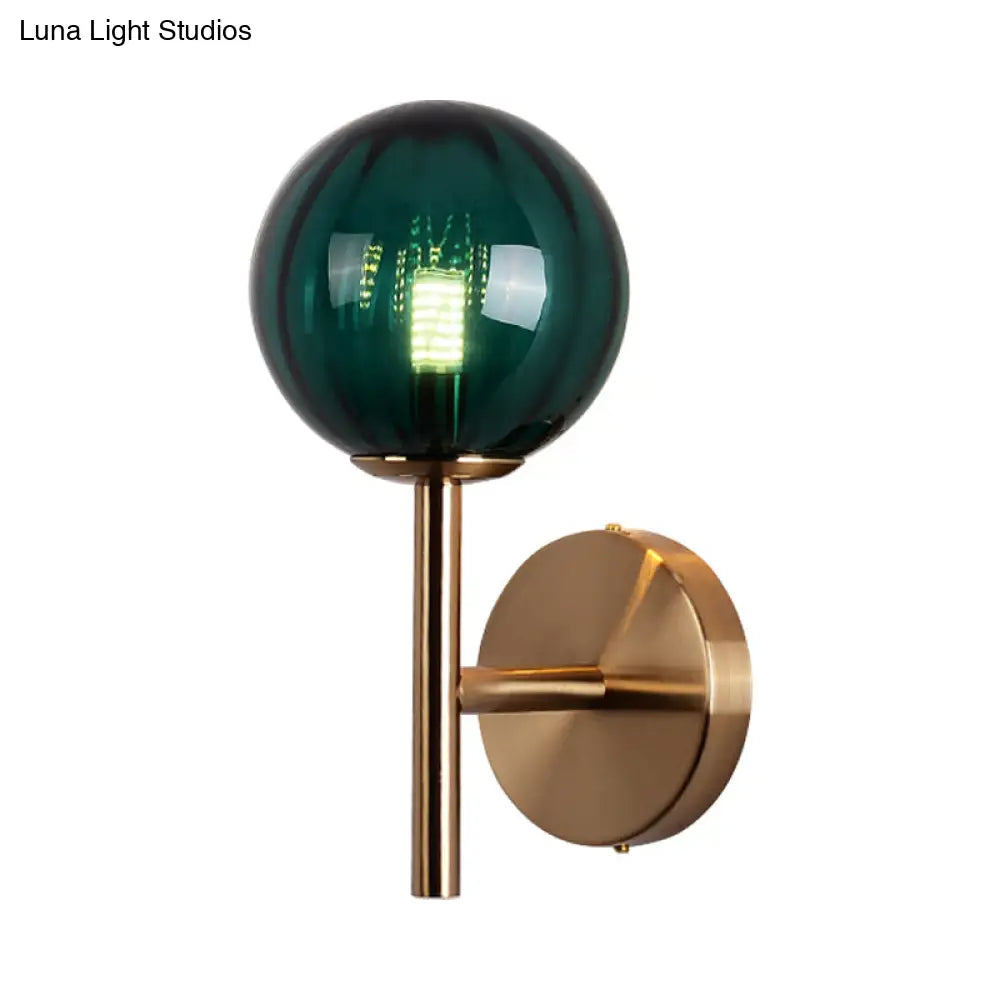 DecorBites™ Sleek Round Wall Lighting: Simplicity Glass Bedside Sconce Light with Pencil Arm - Red/Green/Amber (1 Bulb Fix)
