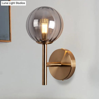 DecorBites™ Sleek Round Wall Lighting: Simplicity Glass Bedside Sconce Light with Pencil Arm - Red/Green/Amber (1 Bulb Fix)