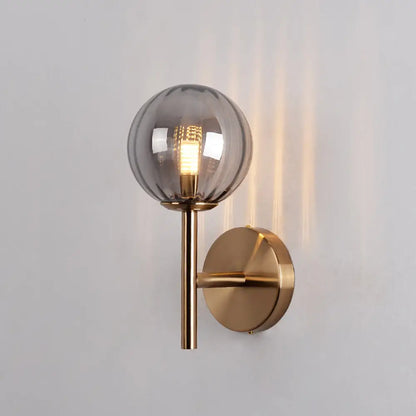 DecorBites™ Sleek Round Wall Lighting: Simplicity Glass Bedside Sconce Light with Pencil Arm - Red/Green/Amber (1 Bulb Fix)