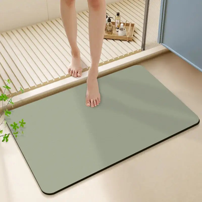 Sleek sage green diatom ooze bath rug for bathroom non-slip mat