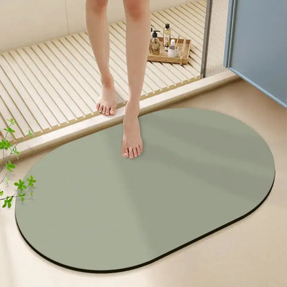 Sleek sage green diatom ooze bath rug for bathroom non-slip mat