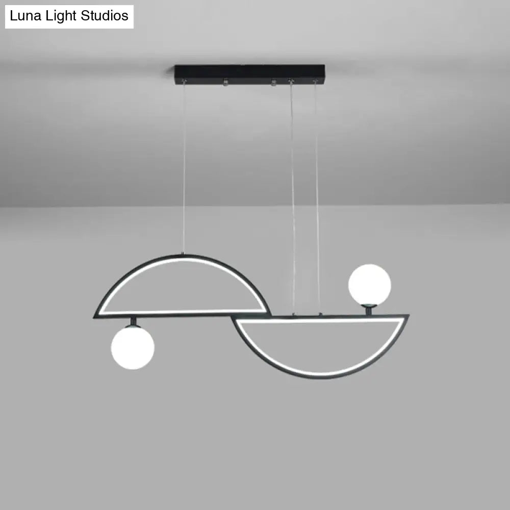 DecorBites™ Sleek Semi-Circle Island Light Fixture with LED and Opal Glass Shade for Dining Room