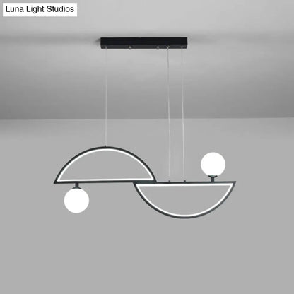 DecorBites™ Sleek Semi-Circle Island Light Fixture with LED and Opal Glass Shade for Dining Room