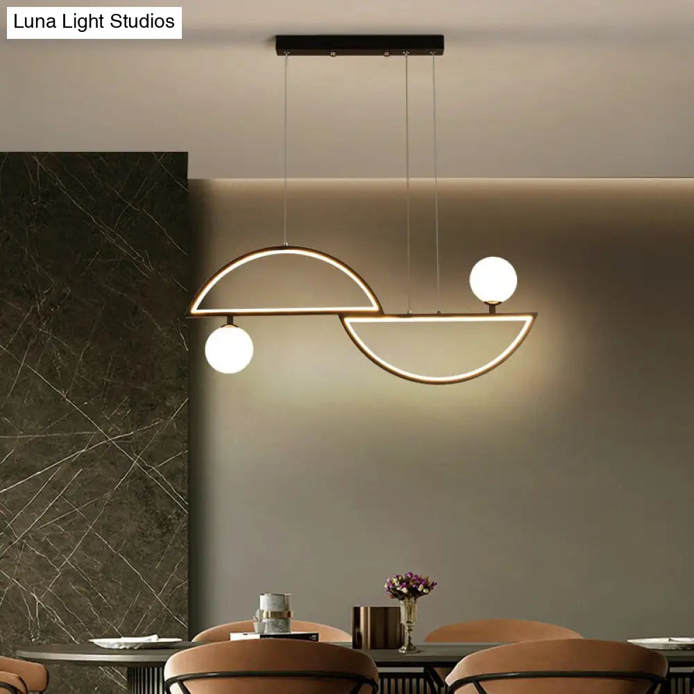 DecorBites™ Sleek Semi-Circle Island Light Fixture with LED and Opal Glass Shade for Dining Room
