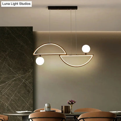 DecorBites™ Sleek Semi-Circle Island Light Fixture with LED and Opal Glass Shade for Dining Room