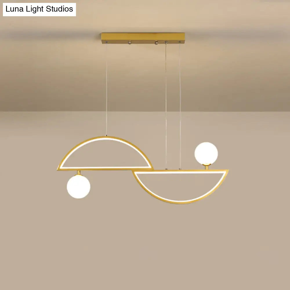 DecorBites™ Sleek Semi-Circle Island Light Fixture with LED and Opal Glass Shade for Dining Room
