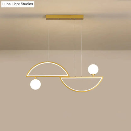 DecorBites™ Sleek Semi-Circle Island Light Fixture with LED and Opal Glass Shade for Dining Room