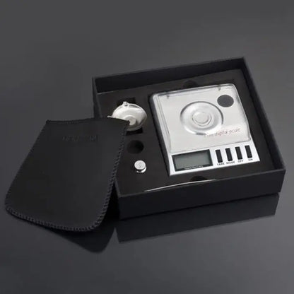 Sleek silver digital milligram gram scale kitchen precision tool