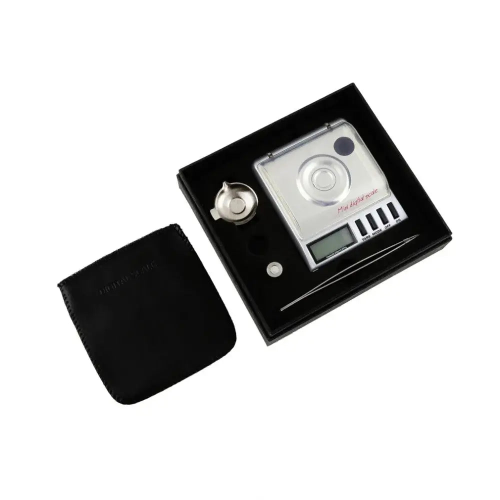 Sleek silver digital milligram gram scale kitchen precision tool