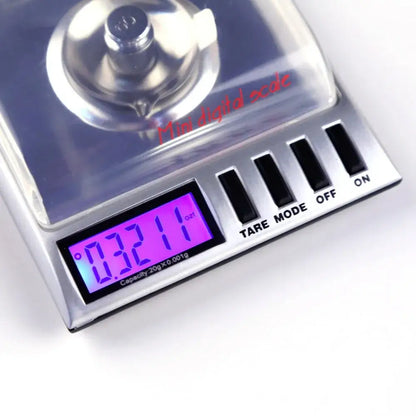 Sleek silver digital milligram gram scale kitchen precision tool