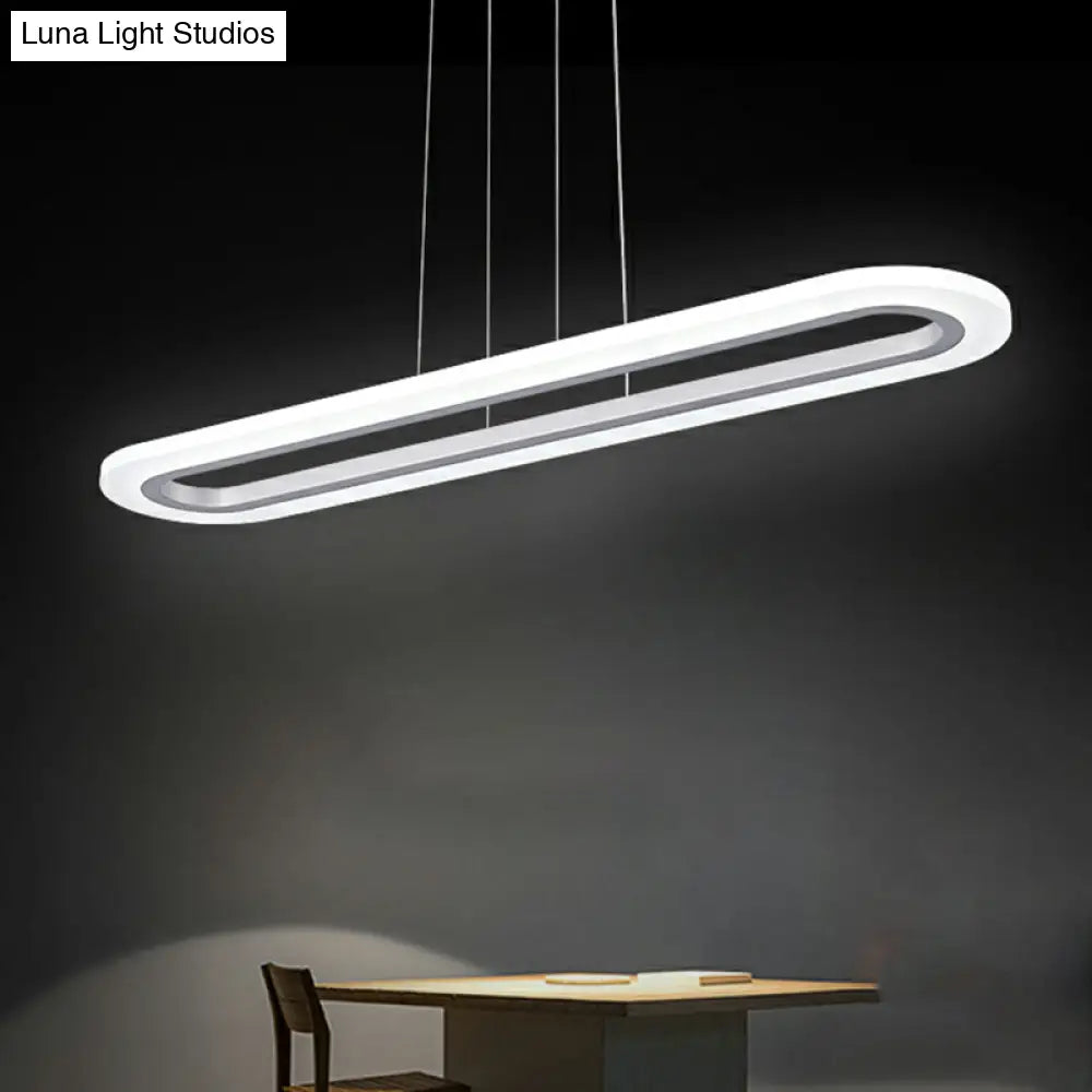 DecorBites™ Sleek Silver LED Office Island Ceiling Light - Acrylic Pendulum Design