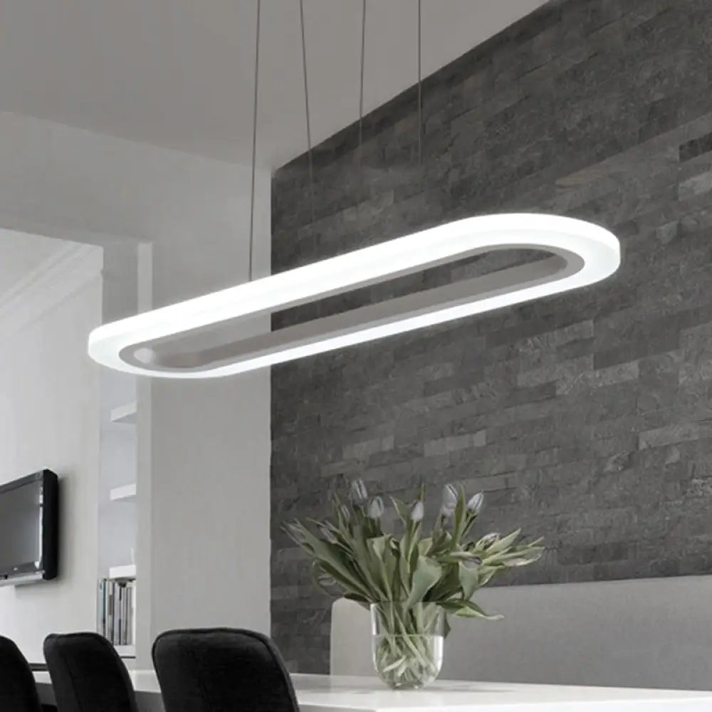 DecorBites™ Sleek Silver LED Office Island Ceiling Light - Acrylic Pendulum Design