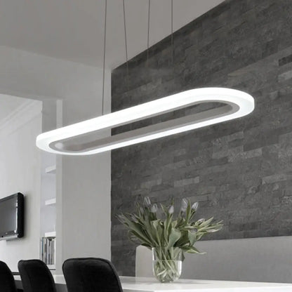 DecorBites™ Sleek Silver LED Office Island Ceiling Light - Acrylic Pendulum Design