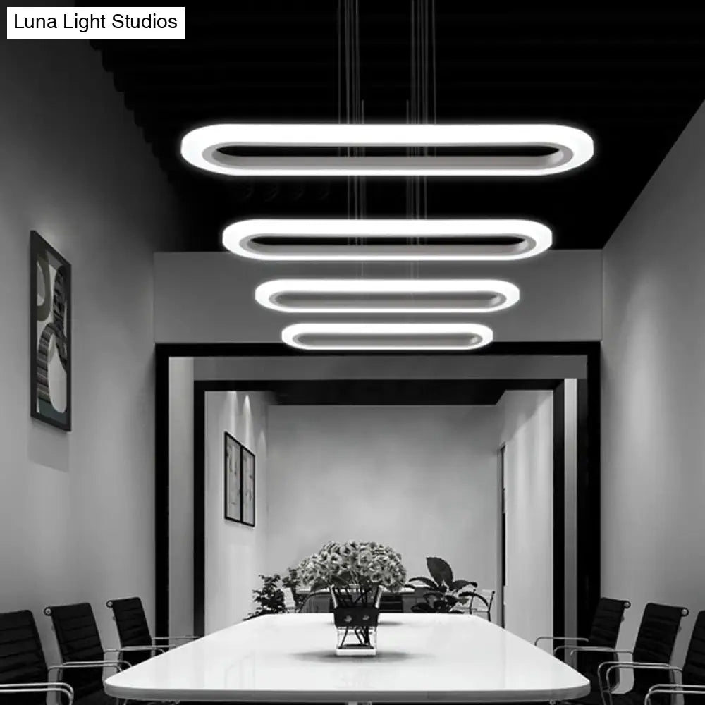 DecorBites™ Sleek Silver LED Office Island Ceiling Light - Acrylic Pendulum Design