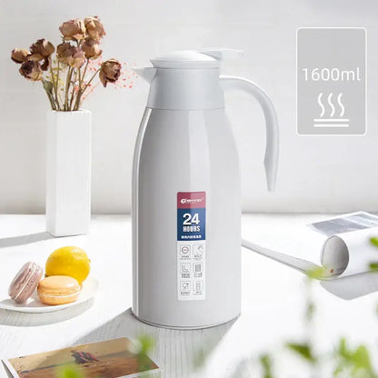 Sleek silver stainless steel insulavacuum bottle kitchen thermos