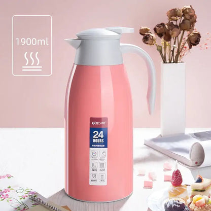 Sleek silver stainless steel insulavacuum bottle kitchen thermos