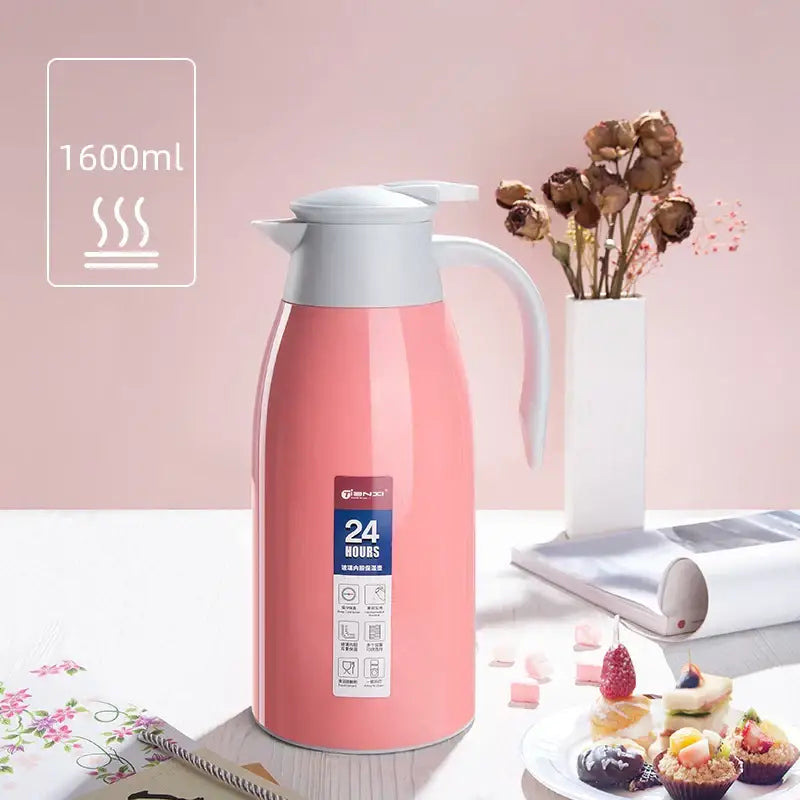 Sleek silver stainless steel insulavacuum bottle kitchen thermos