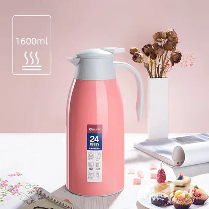 Sleek silver stainless steel insulavacuum bottle kitchen thermos