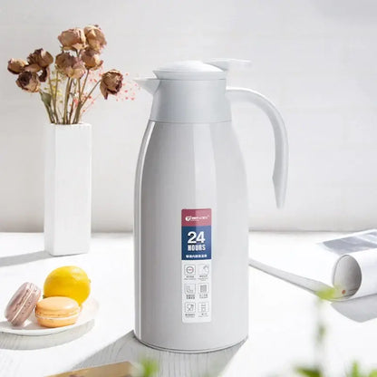 Sleek silver stainless steel insulavacuum bottle kitchen thermos
