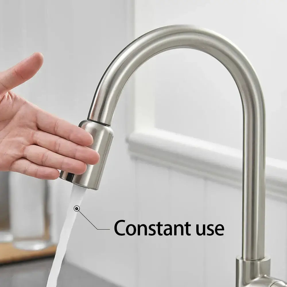 Sleek silver touchless kitchen faucet sensor usb charging adapter