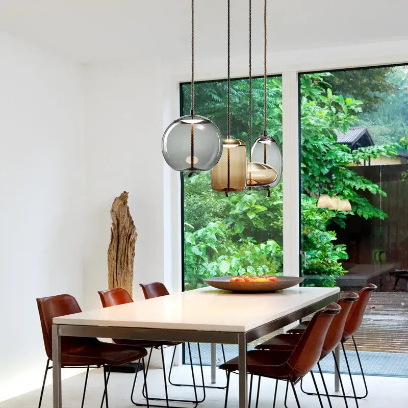 Sleek smoked glass led chandelier living room pendant light