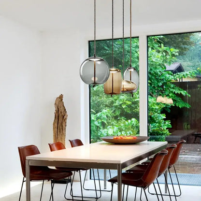 Sleek smoked glass led chandelier living room pendant light