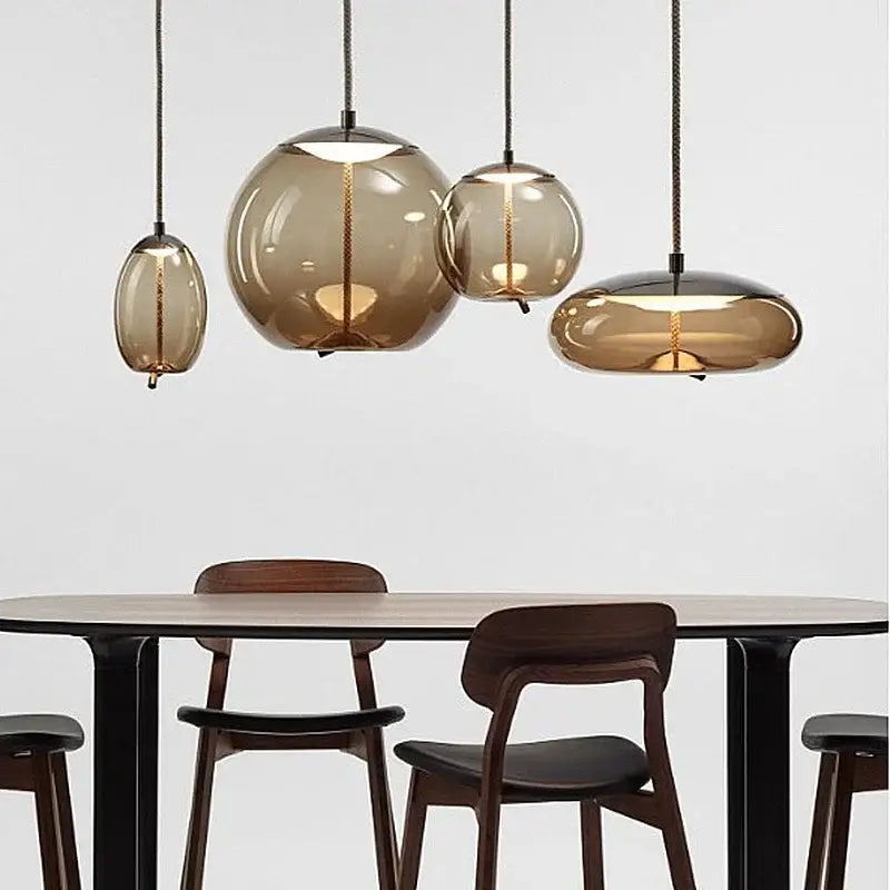 Sleek smoked glass led chandelier living room pendant light
