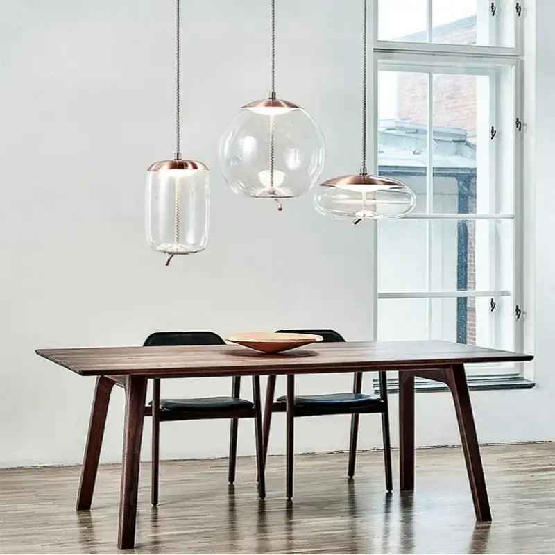 Sleek smoked glass led chandelier living room pendant light