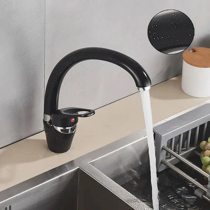 Sleek speckled black & chrome single handle kitchen faucet