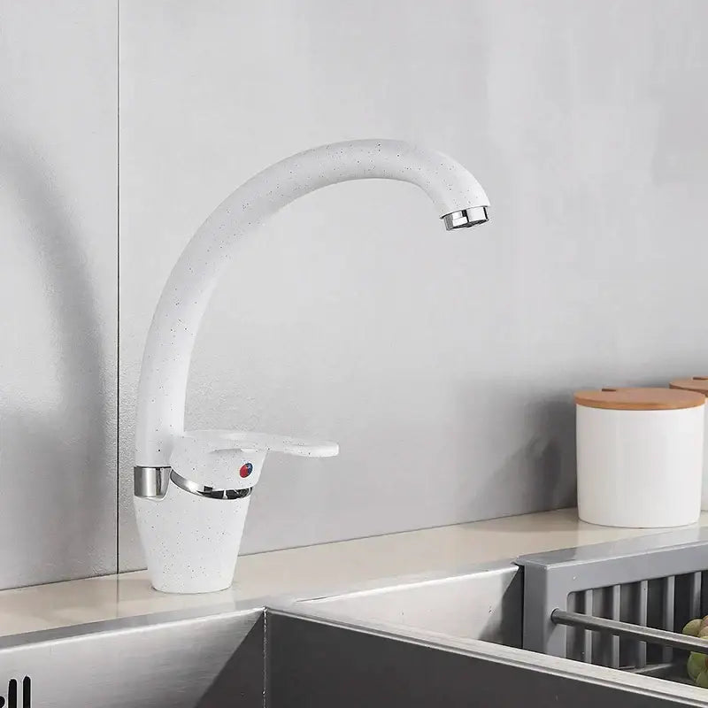 Sleek speckled black & chrome single handle kitchen faucet