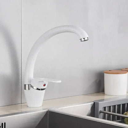Sleek speckled black & chrome single handle kitchen faucet