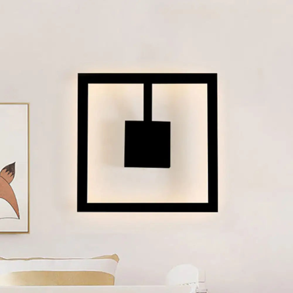 DecorBites™ Sleek Square LED Wall Sconce for Bedroom - Warm/White Acrylic Light Fixture in Black/White