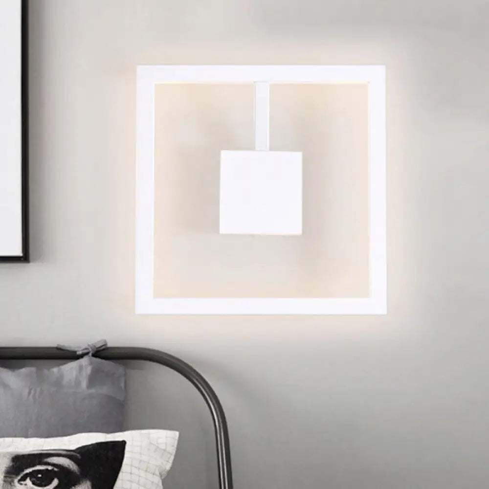 DecorBites™ Sleek Square LED Wall Sconce for Bedroom - Warm/White Acrylic Light Fixture in Black/White