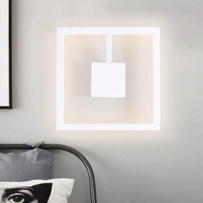 DecorBites™ Sleek Square LED Wall Sconce for Bedroom - Warm/White Acrylic Light Fixture in Black/White