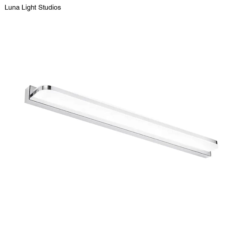 DecorBites™ Sleek Stainless Steel Chrome LED Sconce - Rectangular Wall Vanity Light Fixture (16.5"/20.5"/24.5") with Rounded Corner, Warm/White Light