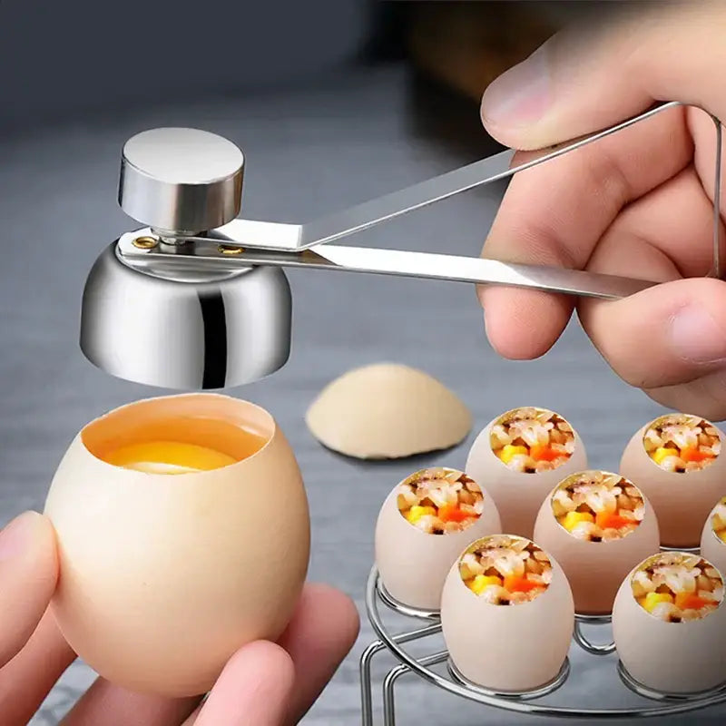 Sleek stainless steel egg topper set kitchen cutter and scissors