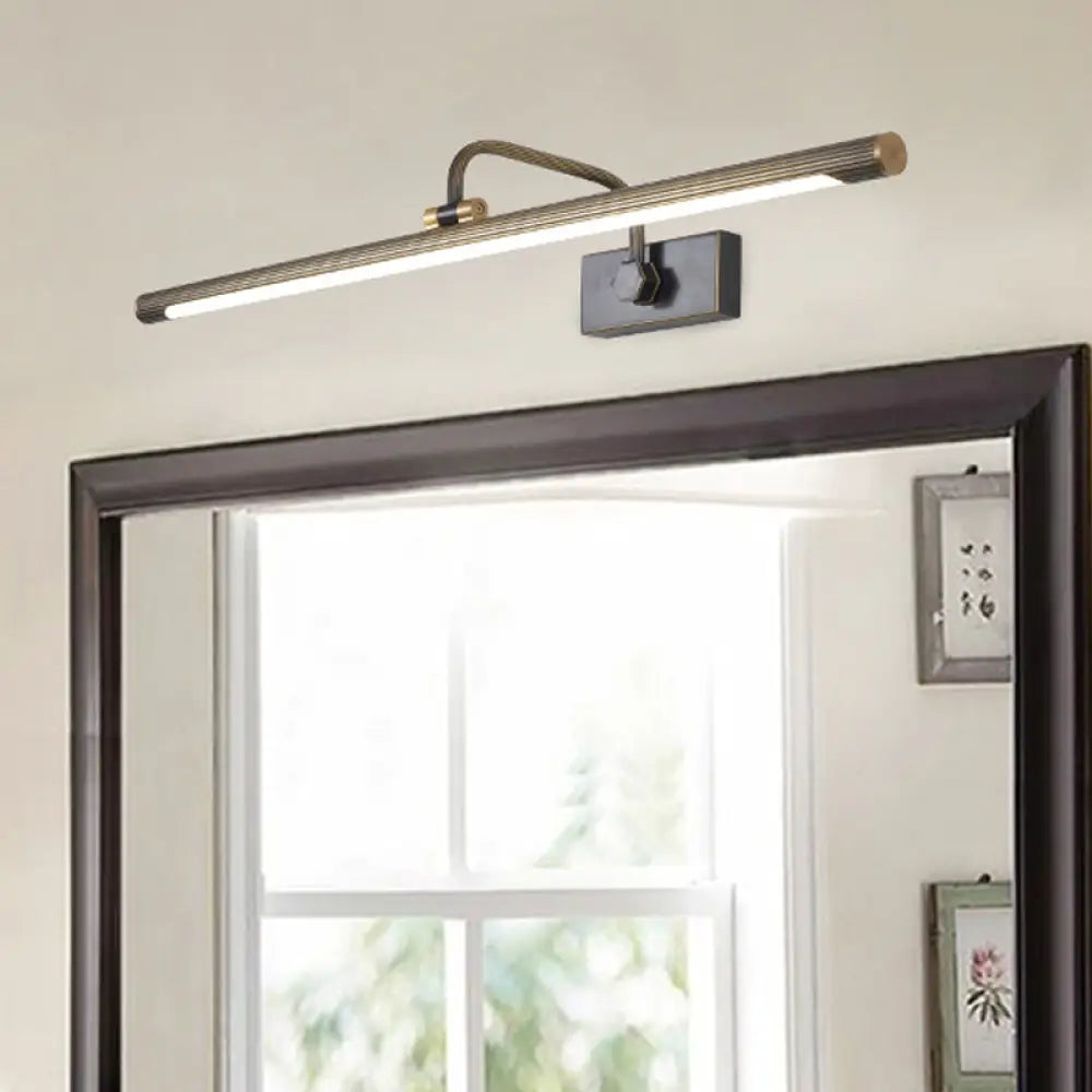 DecorBites™ Sleek Tube LED Vanity Wall Light: Metallic Black & Gold Wall Mounted Lamp with Swing Arm