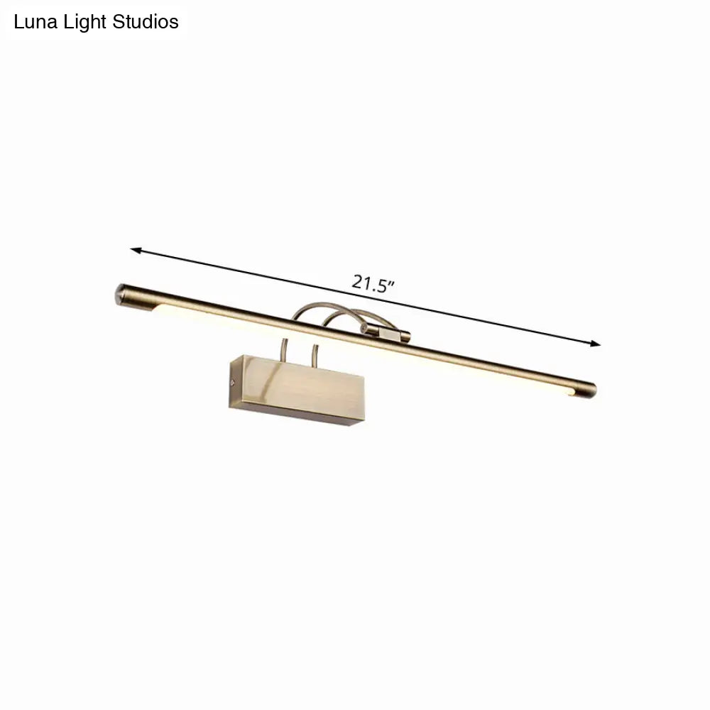 DecorBites™ Sleek Tube Vanity Wall Light - Metal, LED Bathroom Sconce in Nickel/Brushed Brass - 18"/21.5" Width - Warm/White Lighting