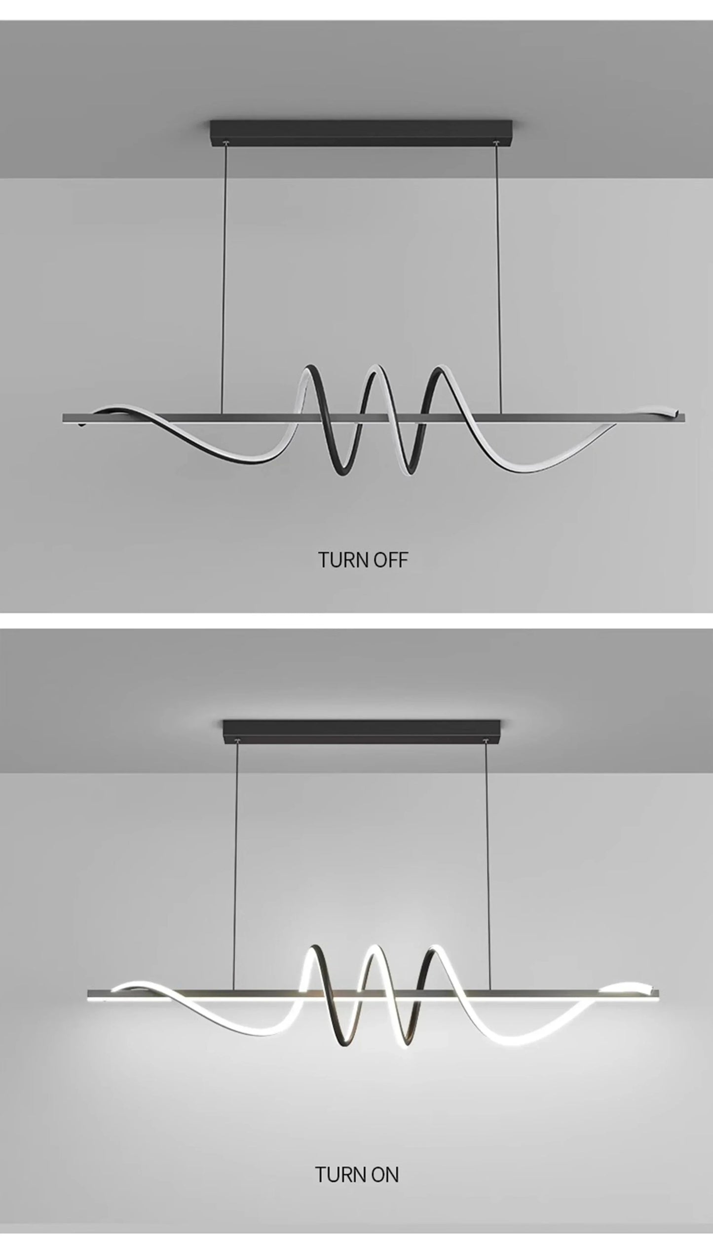 DecorBites™ Sleek Wavy Pendant Lights for Dining Room