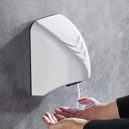 Sleek white and black automatic hand dryer bathroom wall mount