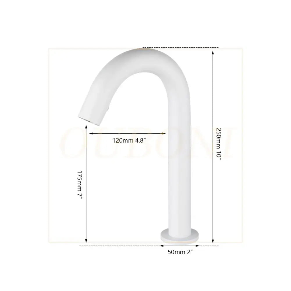 Sleek white automatic sensor bathroom faucet with curved design