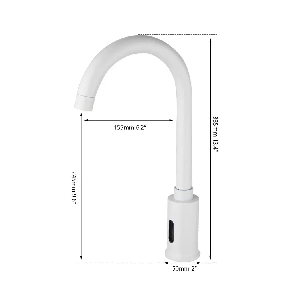 Sleek white automatic sensor bathroom faucet with curved design