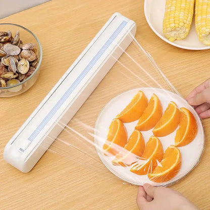 Sleek white cling film dispenser cutter – kitchen food wrap box