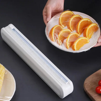 Sleek white cling film dispenser cutter – kitchen food wrap box