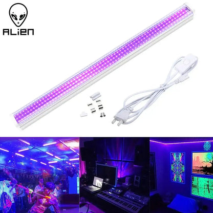 Sleek white led uv glow black light bar party room decor