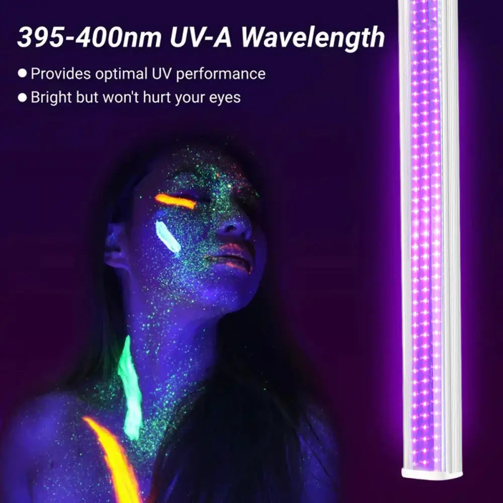 Sleek white led uv glow black light bar party room decor