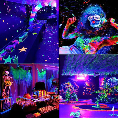 Sleek white led uv glow black light bar party room decor